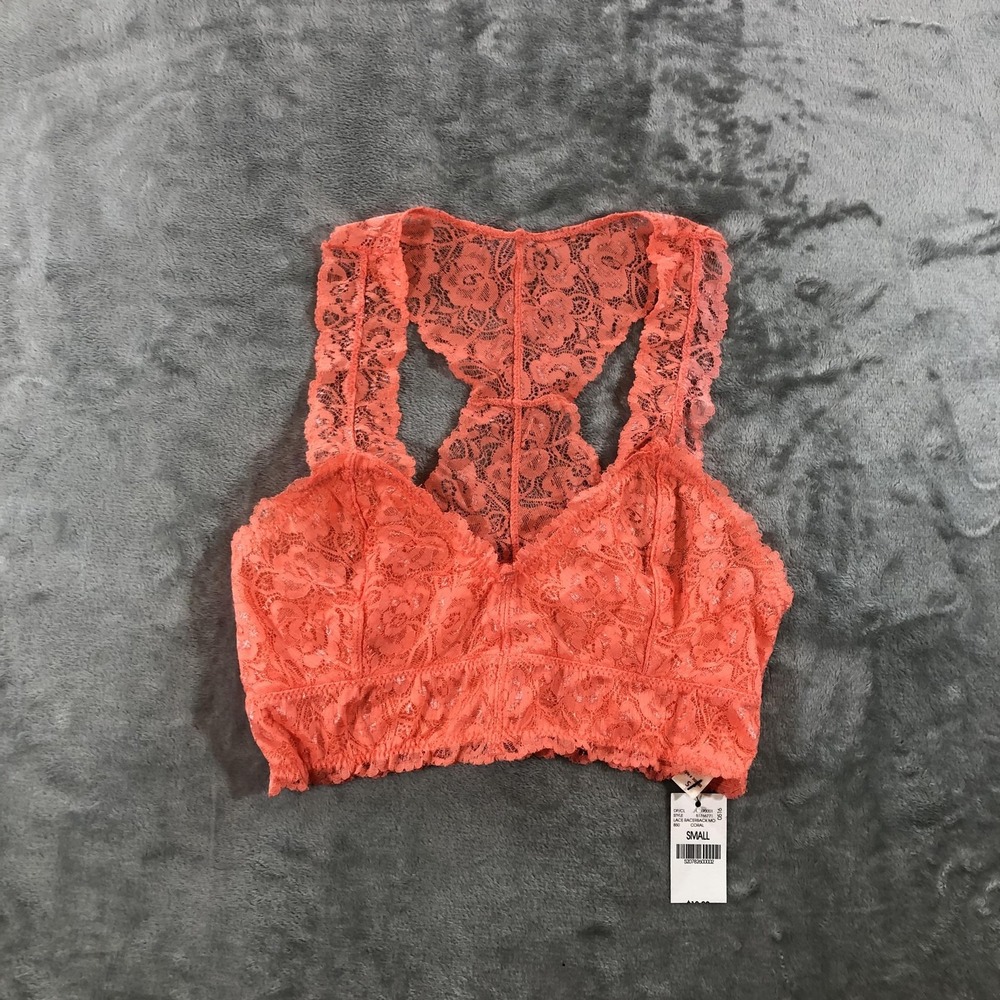 Wet Seal Bralette Womens Small Pink Coral Lace Racerback Pullover Bra Stretch